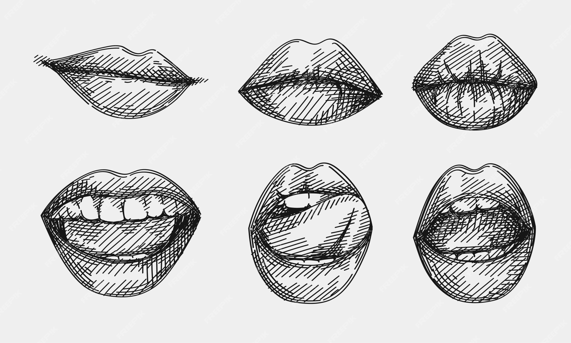 kissing lips sketch