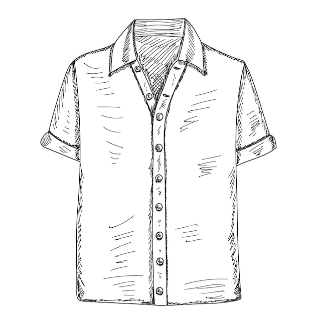 Vector hand drawn sketch of men's shirt