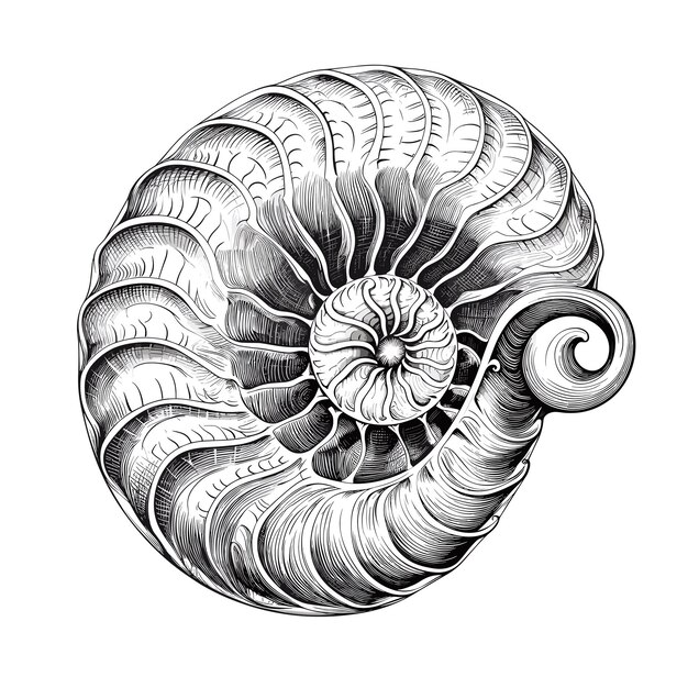 Hand Drawn Sketch Nautilus Illustration