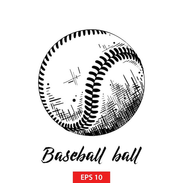 野球やソフトボールのボールの手描きのスケッチ