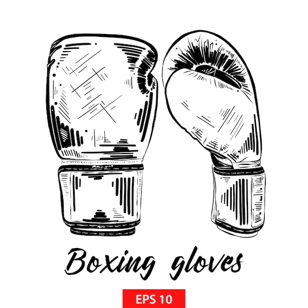 ベクトル 黒のボクシンググローブの手描きのスケッチ