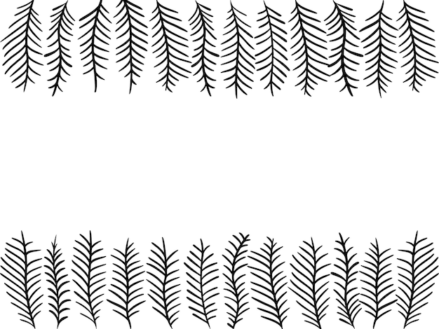 벡터 색 바탕 에 소나무 가지 를 그린 크리스마스 패턴 의 손 으로 그린 스케치
