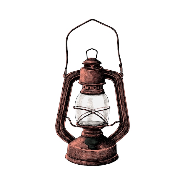 Vector hand drawn sketch of old fashioned lantern