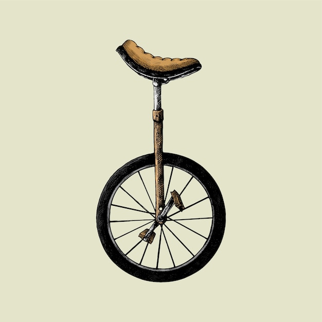 Vector hand drawn sketch of old fashioned unicycle