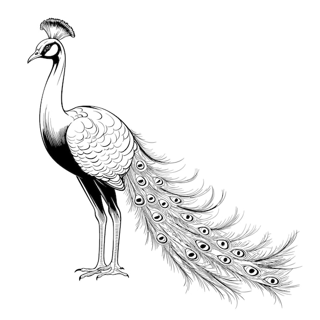 Hand Drawn Sketch Peacock Illustration