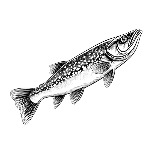 Vector hand drawn sketch pike fish illustration