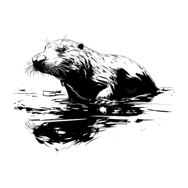 Vector hand drawn sketch platypus illustration