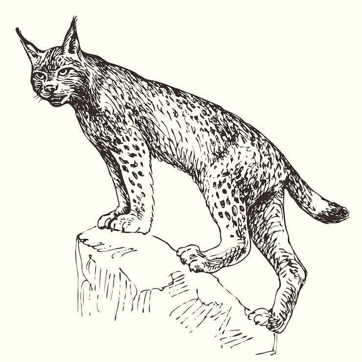 Vector hand drawn sketch of predator lynx