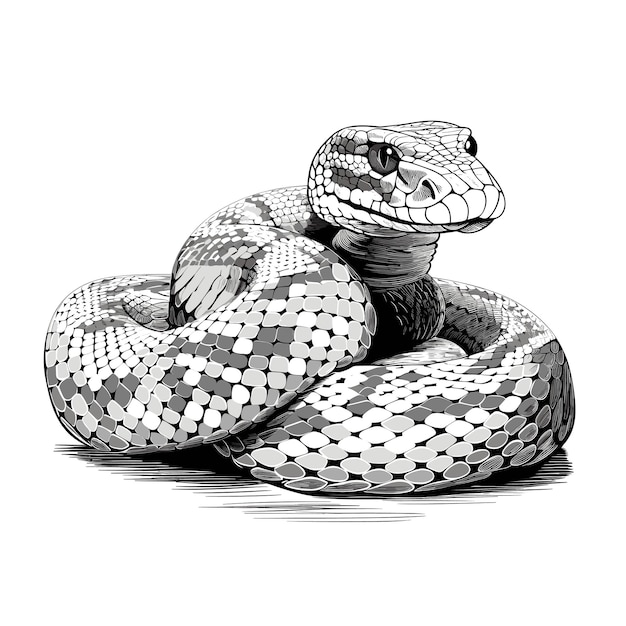 Hand drawn sketch puff adder snake illustration