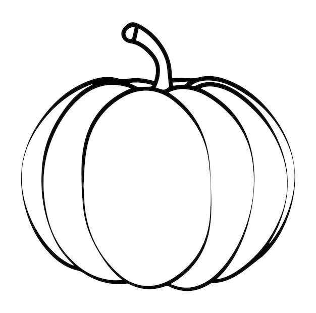 Hand drawn sketch pumpkin Linear art of healthy organic vegetables in cartoon style