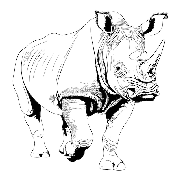 Vector hand drawn sketch rhino illustration