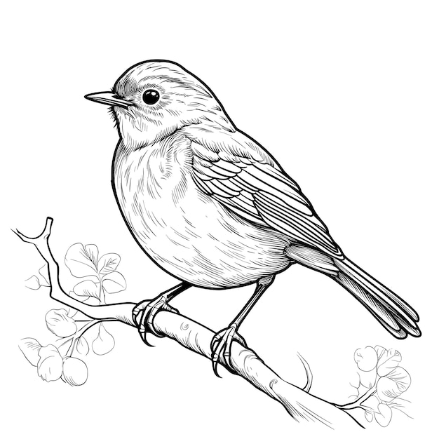 Vector hand drawn sketch robin bird illustration