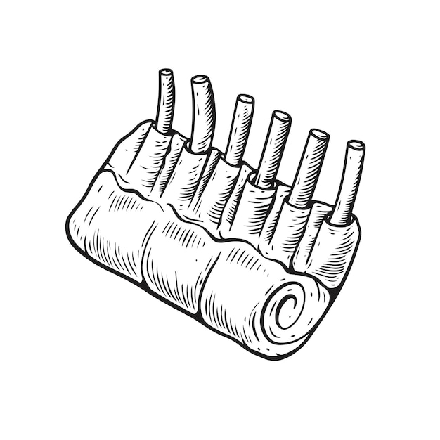 A hand drawn sketch of a roll of cigarettes.