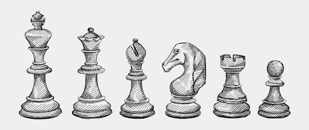 Hand-drawn chess king and queen illustration