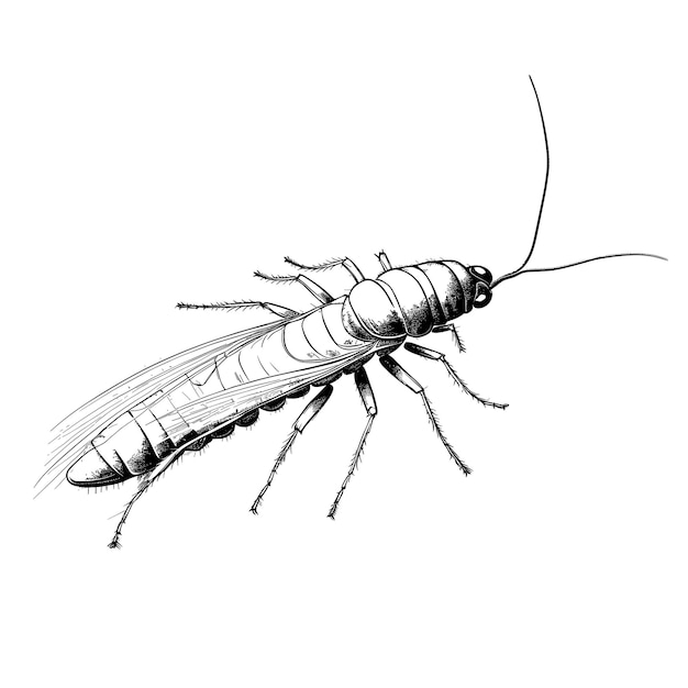 Hand Drawn Sketch Silverfish Insect Illustration