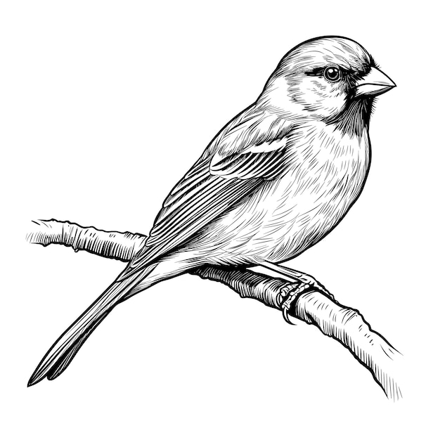 Hand Drawn Sketch Sparrow Bird Illustration