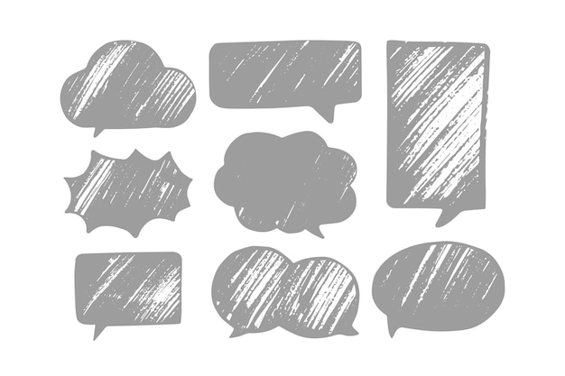 Hand drawn sketch speech bubbles set Vector illustration