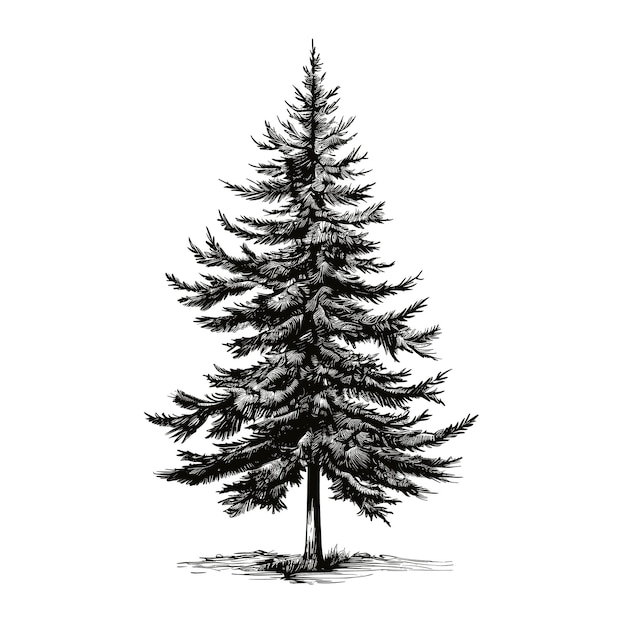 Hand Drawn Sketch Spruce Tree Illustration