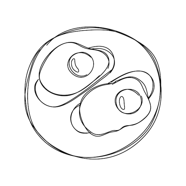 hand drawn sketch style breakfast toasted bread slices and fried eggs vector
