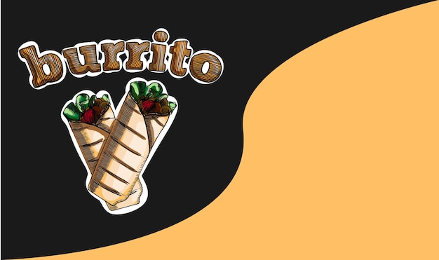 Vettore involucro di burrito in stile schizzo disegnato a mano illustrazione della cucina tradizionale messicana fast food disegno di cibo di strada ideale per il menu del ristorante e il design della confezione illustrazione vettoriale