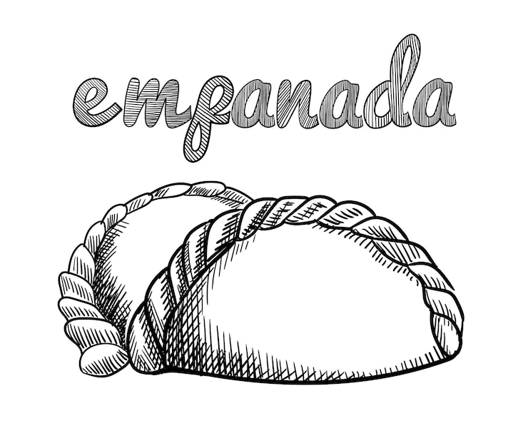 Vector hand drawn sketch style empanadas typical latino america and spanish fast food vector illustration isolated on white background best for menu designs packages