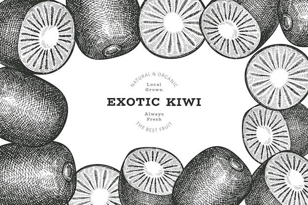 Vettore banner di kiwi disegnato a mano illustrazione vettoriale di frutta fresca biologica