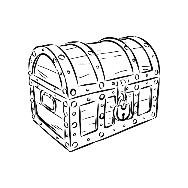 Hand drawn sketch style pirates treasure chest Vintage retro vector illustration