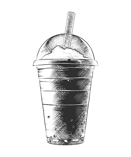 Hand drawn sketch of summer milkshake