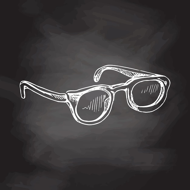 Vector hand drawn sketch of sunglasses isolated on chalkboard background