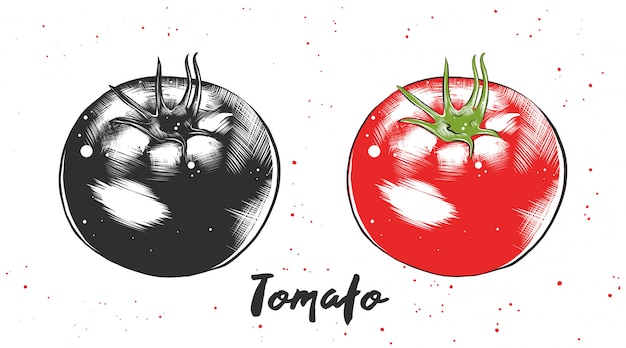 Schizzo disegnato a mano di pomodoro