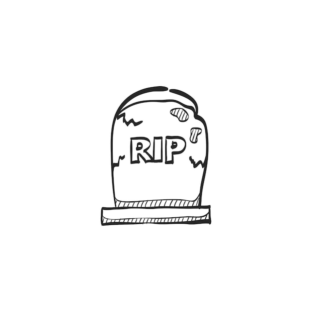 Vector hand drawn sketch tomb stone icon vector illustration