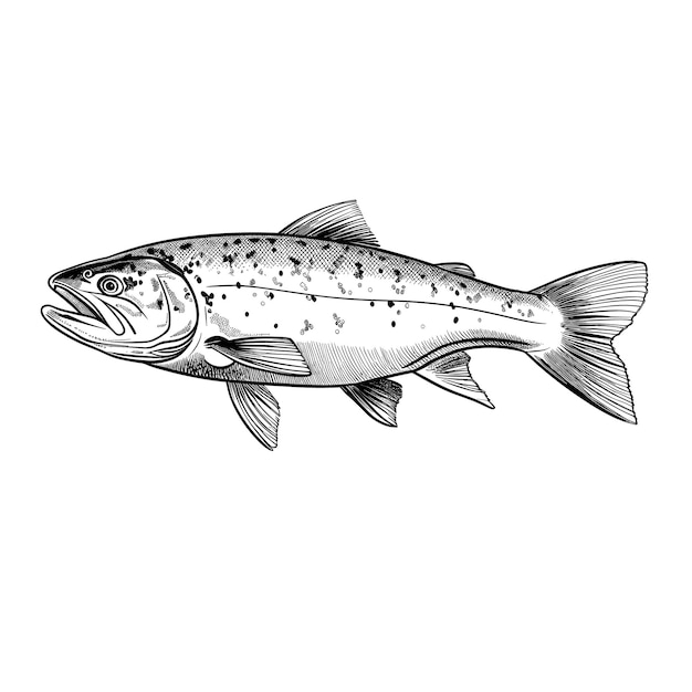 Vector hand drawn sketch trout fish illustration