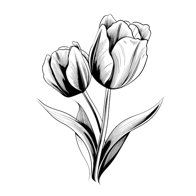 Vettore illustrazione del fiore del tulipano schizzo disegnato a mano