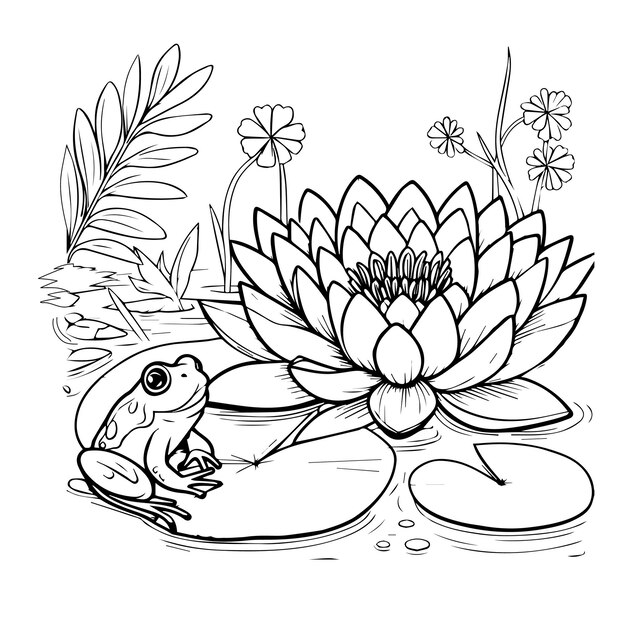 Vector hand drawn sketch water lily drawing lily pad water lily drawing simple lily pad drawing