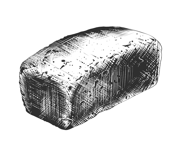 Hand drawn sketch of wheat bread in monochrome 