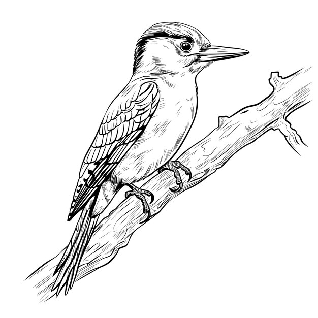 Hand Drawn Sketch Woodpecker Bird Illustration