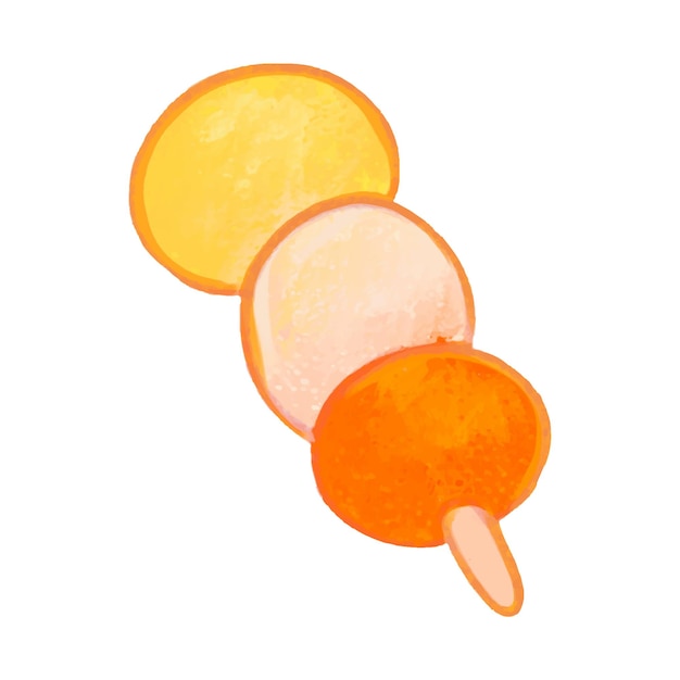 Hand drawn skewered candy with oil pastels illustration