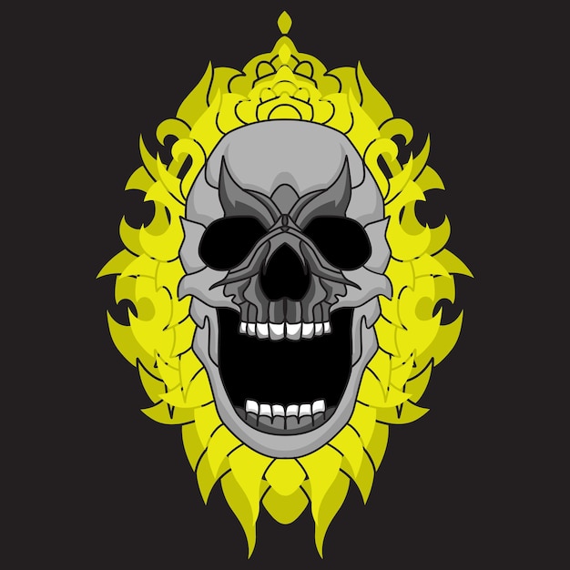 hand drawn skull gaming logo