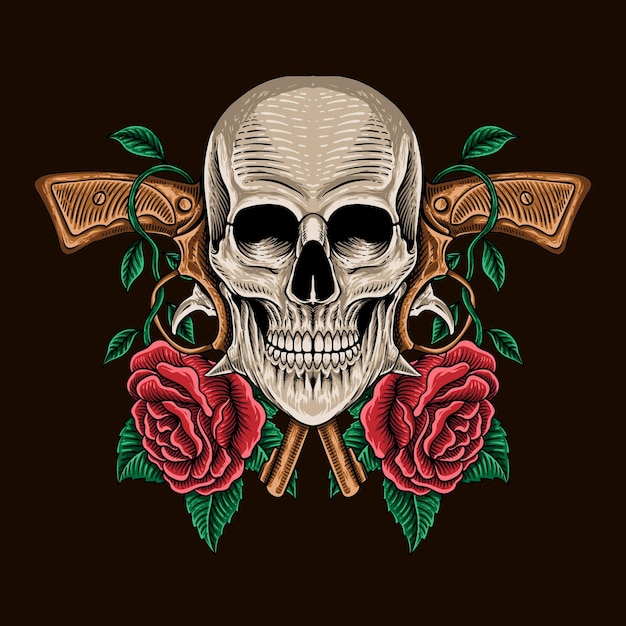 cool skulls with guns wallpaper