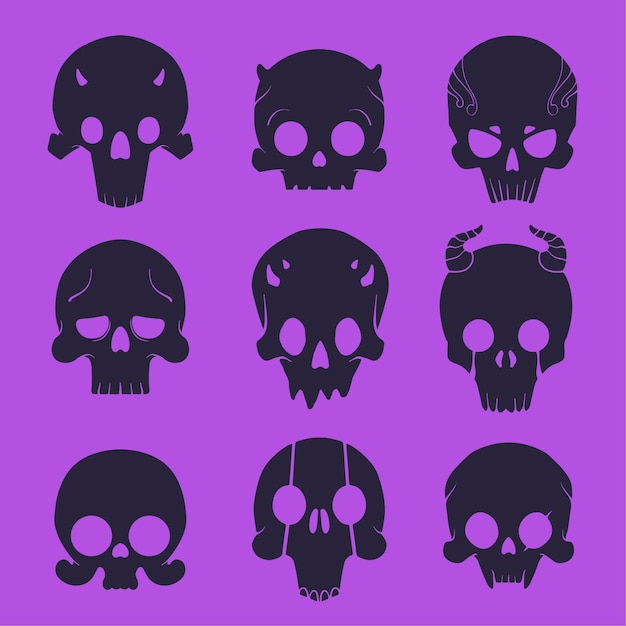 hand drawn skull icon collection