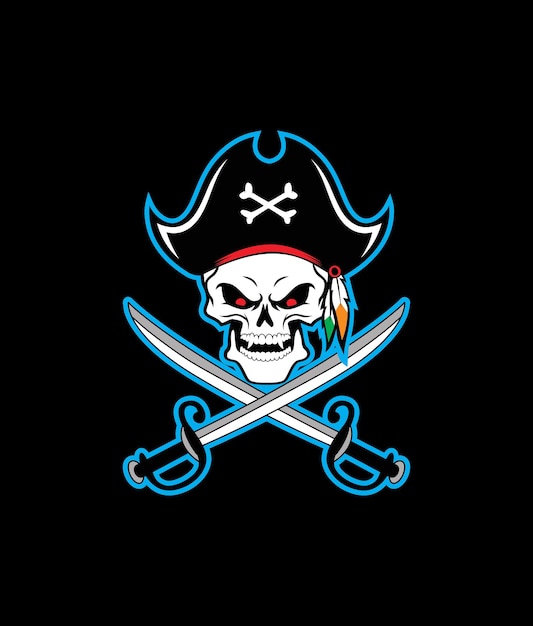 Hand drawn of skull pirates  vector illustration