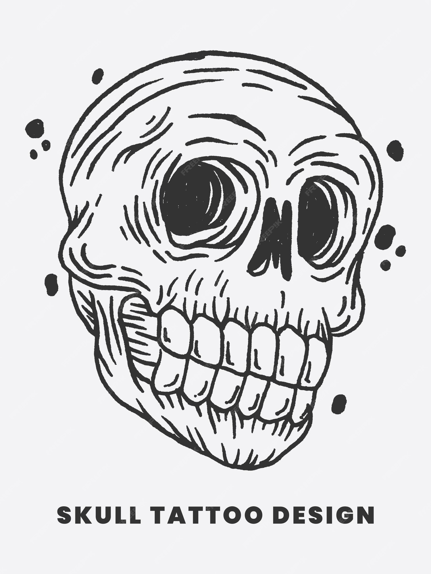 Premium Vector | Hand drawn skull tattoo design Premium Vector | Hand drawn skull tattoo design