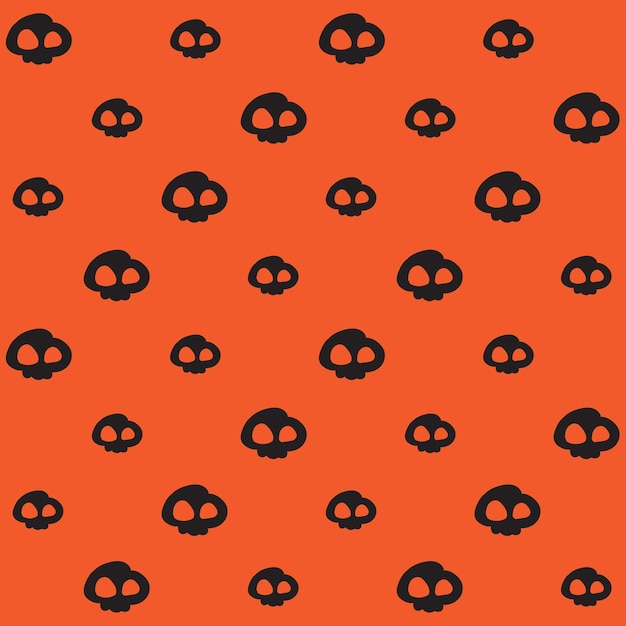 Hand drawn skull vector halloween seamless pattern