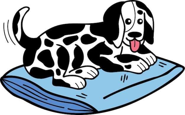 Hand drawn sleeping dalmatian dog illustration in doodle style