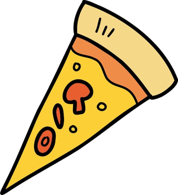 Vector hand drawn sliced pizza illustration