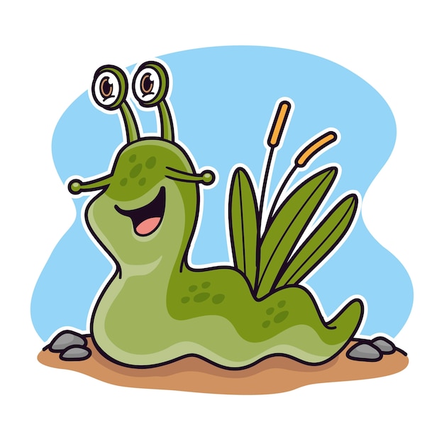 Vector hand drawn slug  cartoon animal illustration