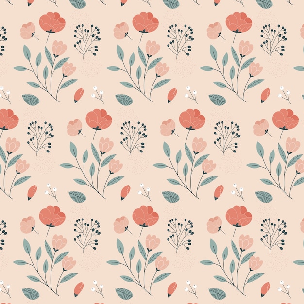 Vector hand drawn small flowers pattern design