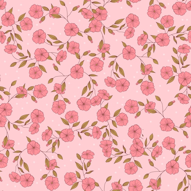 Hand drawn small flowers pattern design