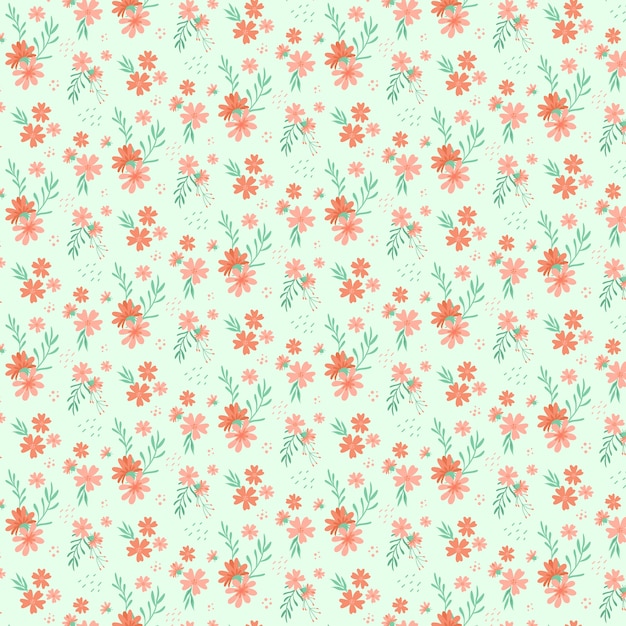 Vector hand drawn  small flowers pattern design