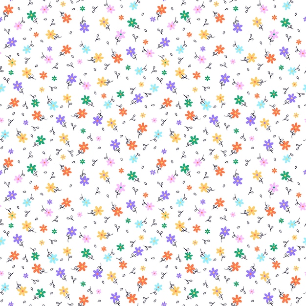 Hand drawn small flowers pattern